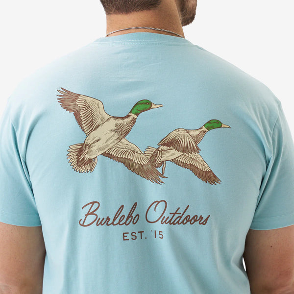 SS Tee - Flying Mallards - Heather Sky Blue