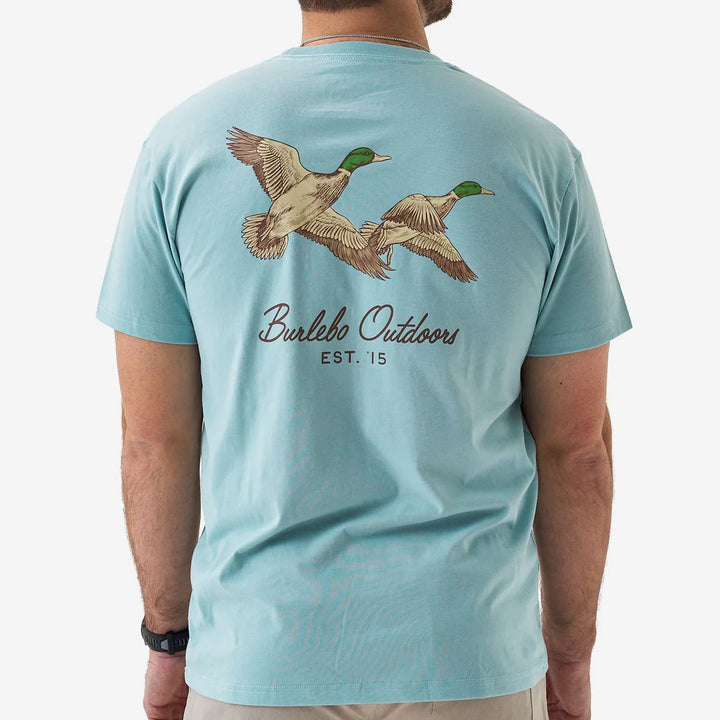 SS Tee - Flying Mallards - Heather Sky Blue