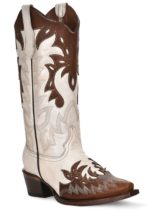 Women's Western Snip Toe Boot - Cognac Overlay