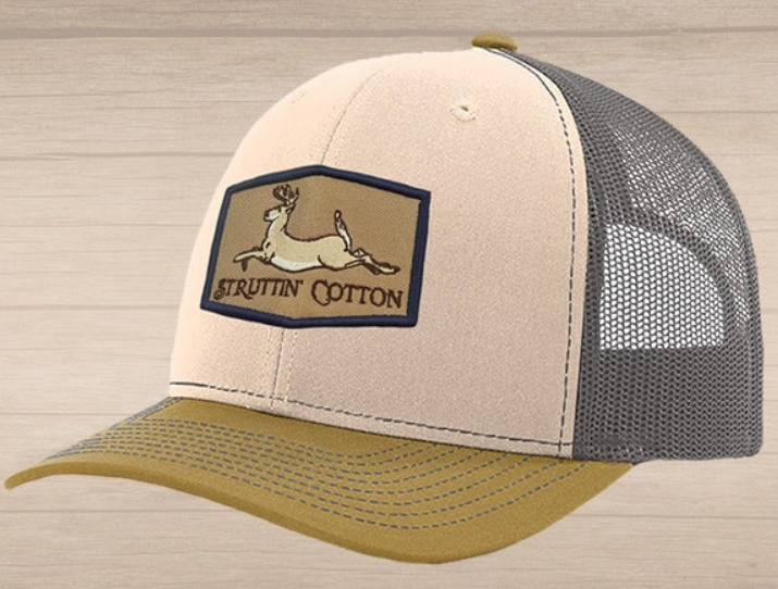 Running Buck Patch Snap Back Trucker Hat - Mink Beige/Charcoal/Amber