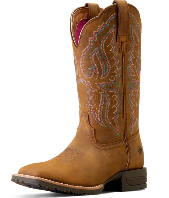 Hybrid Ranchwork Distressed Tan Western Work Boot