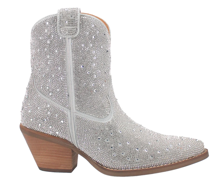 Rhinestone Cowgirl Leather Bootie - Silver