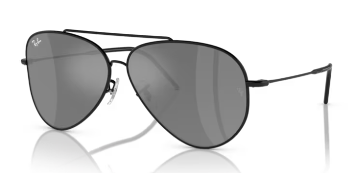 Aviator Reverse Black Grey Mirror Silver Lense