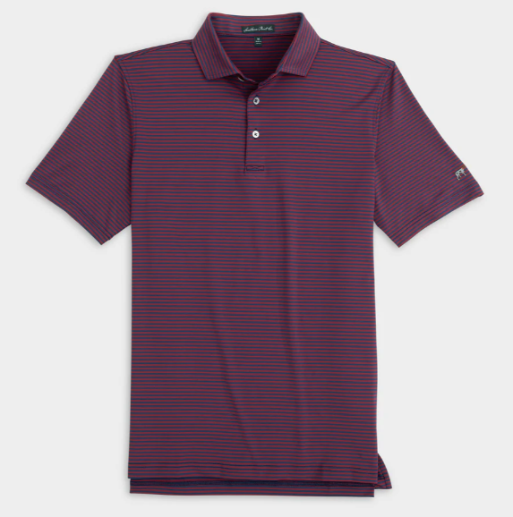 Hinton Stripe Polo - Deep Red/Midnight