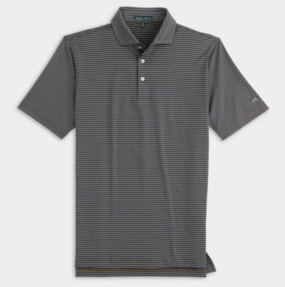 Hinton Stripe Polo - Midnight/Brown
