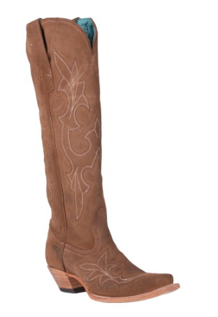 Ladies Embroidered Sand Suede Tall Western Boots