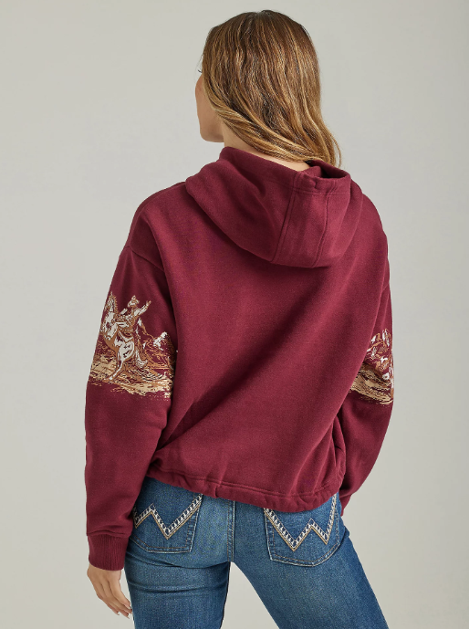 Women's Wrangler Retro® Cowboy Panorama Graphic Cinched Hoodie - Port Royale