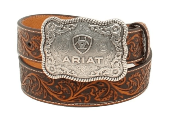 Ariat Men's Floral Embossed Brown Western Belt