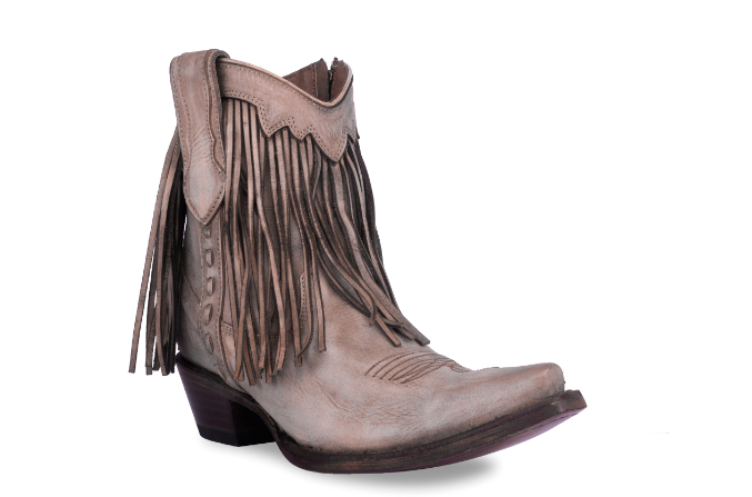 Ladies Sand Fringe Ankle Boot