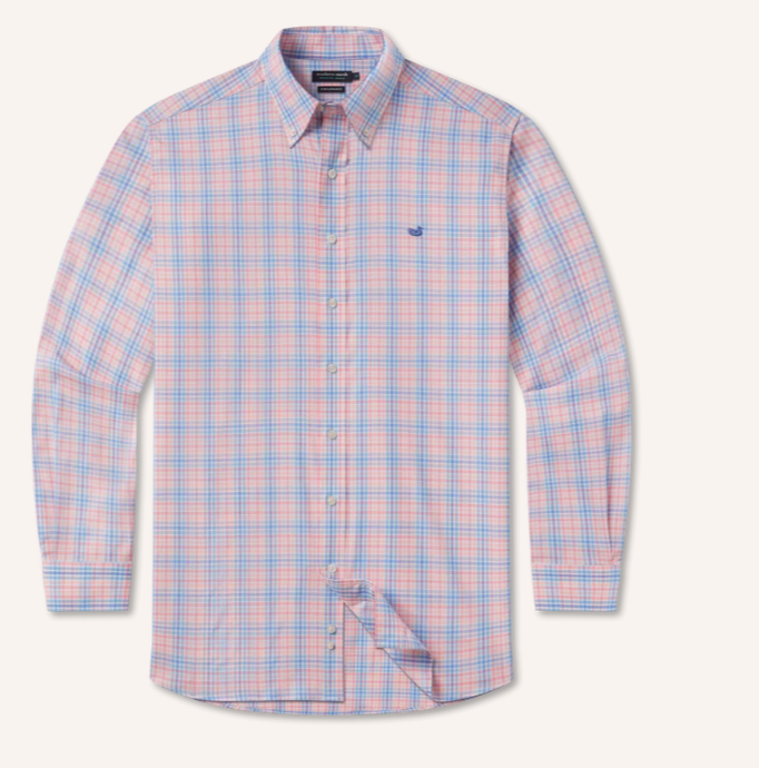 Blount Performance Dress Shirt - Peach/Blue