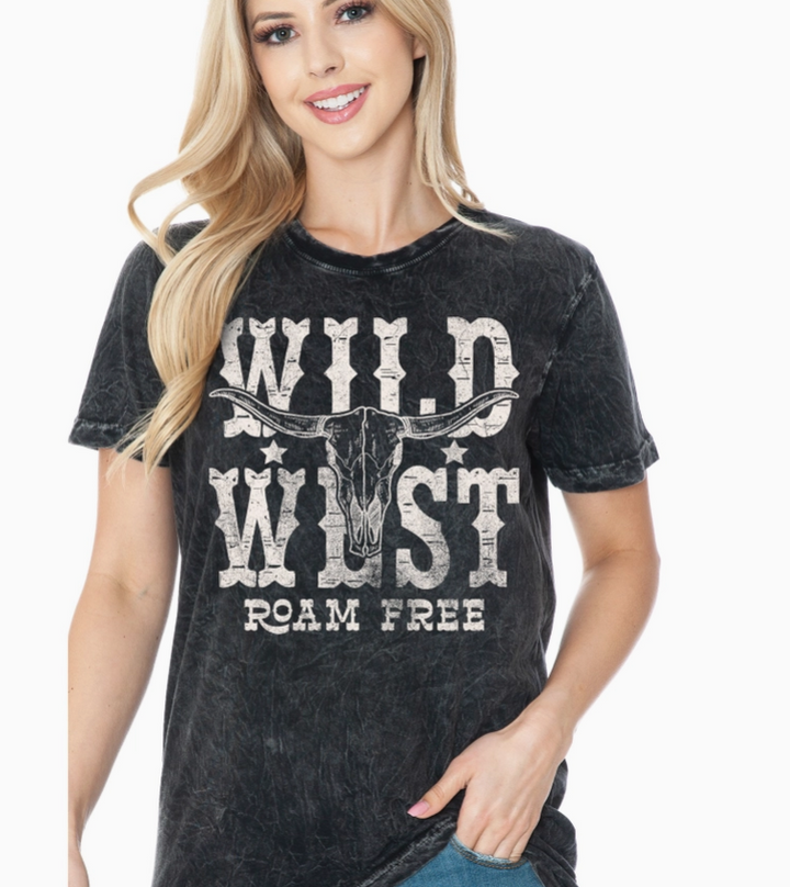 Wild West Vintage Mineral Washed Tee - Charcoal