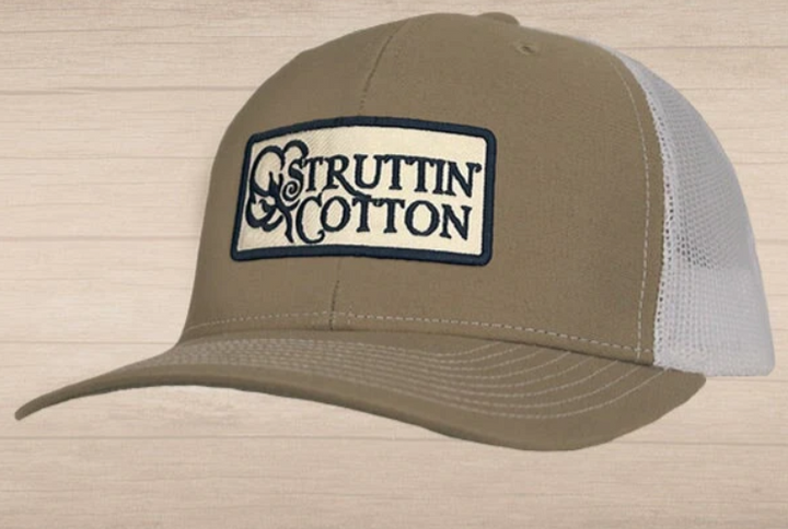 Cotton Boll Patch Snap Back Trucker - Khaki/White