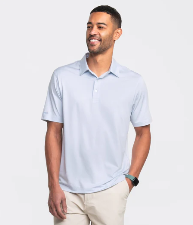 Heather Madison Stripe Polo - Powder Blue
