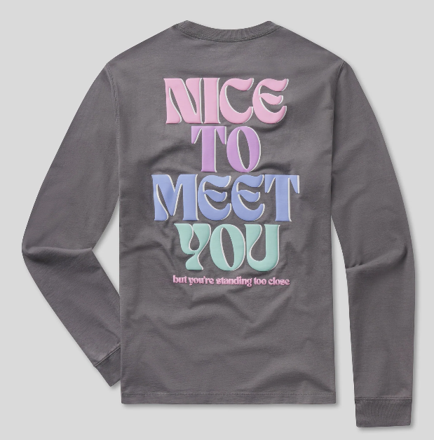 On My Mind Puff Print Long Sleeve Tee - Volcanic Ash
