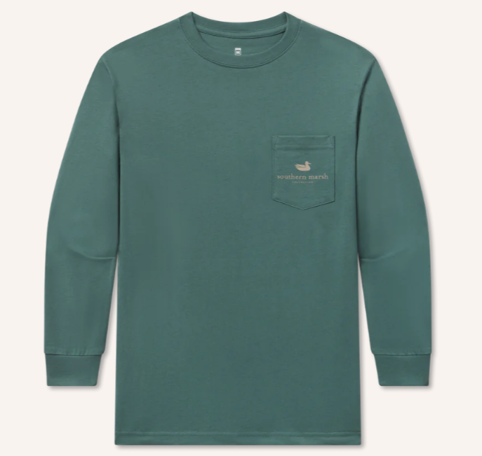 Youth Duck Originals Tee - Camo - Long Sleeve - Hunter Green