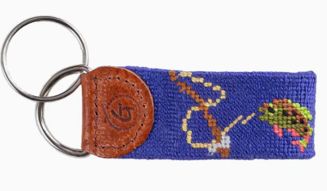 Gone Fishing Needlepoint Keychain