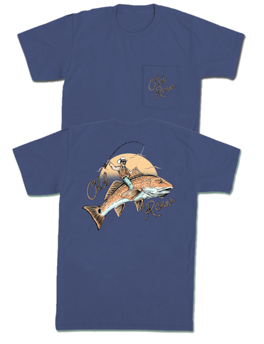 Bucking Fish Pocket Tee - China Blue