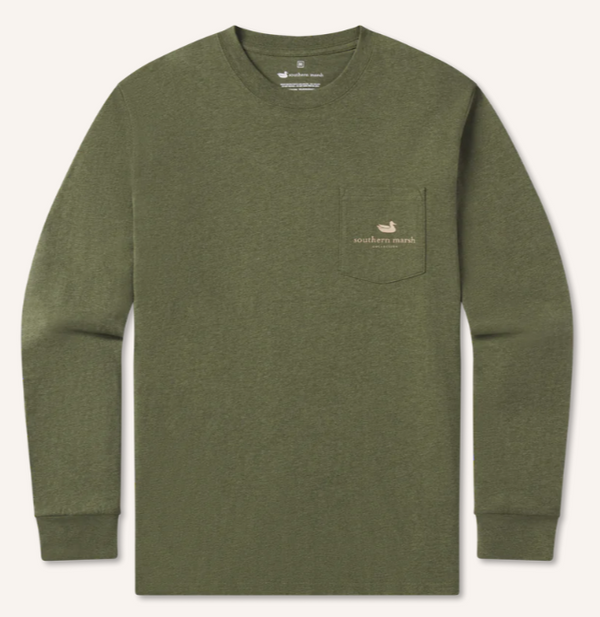 Starry Silhouette Tee - Elk - Long Sleeve - Washed Dark Green