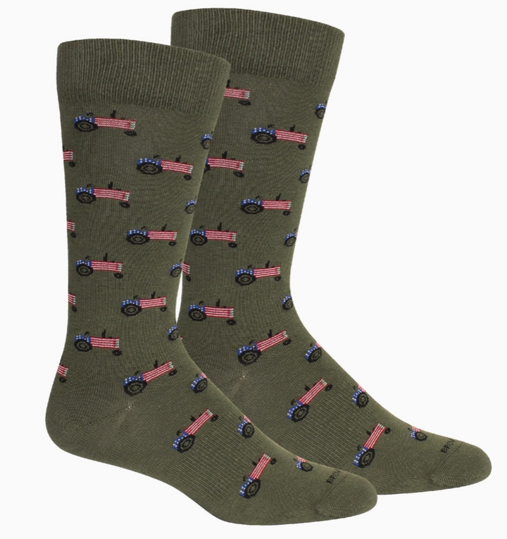 Farm America (Tractor Flag) Socks - Sage