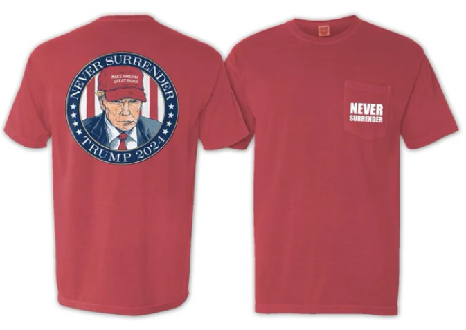 Never Surrender Trump 2024 - Red