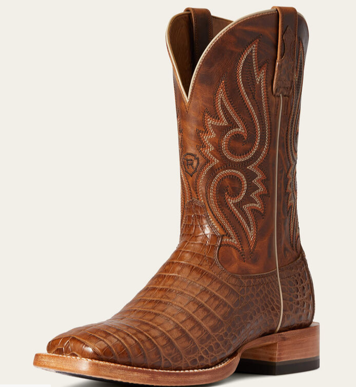 Relentless Denton Western Boot - Natural Caiman Belly/Camel Tan
