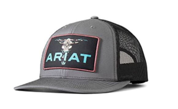 Ariat Snap Back Hat with a Bull Skull Patch Design