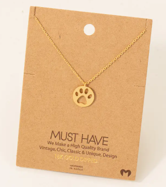 Paw Print Pendant Necklace - Gold