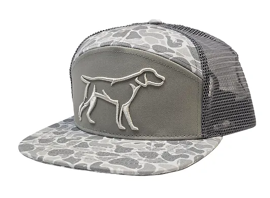 Grey Backwoods Camo 7 Panel 3D Puff