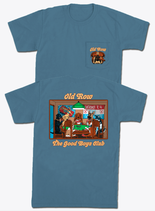 Poker Dogs Pocket Tee - Blue