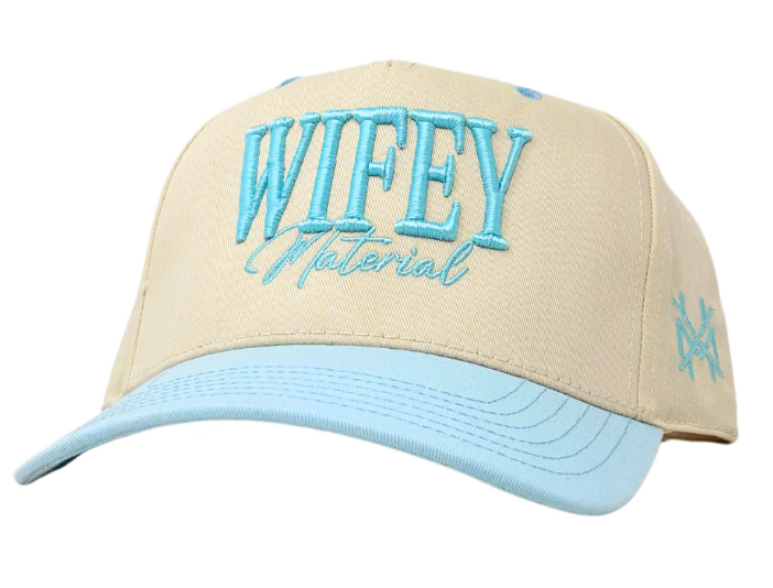MHC Wifey Material Trucker Hat - Powder Blue/Natural