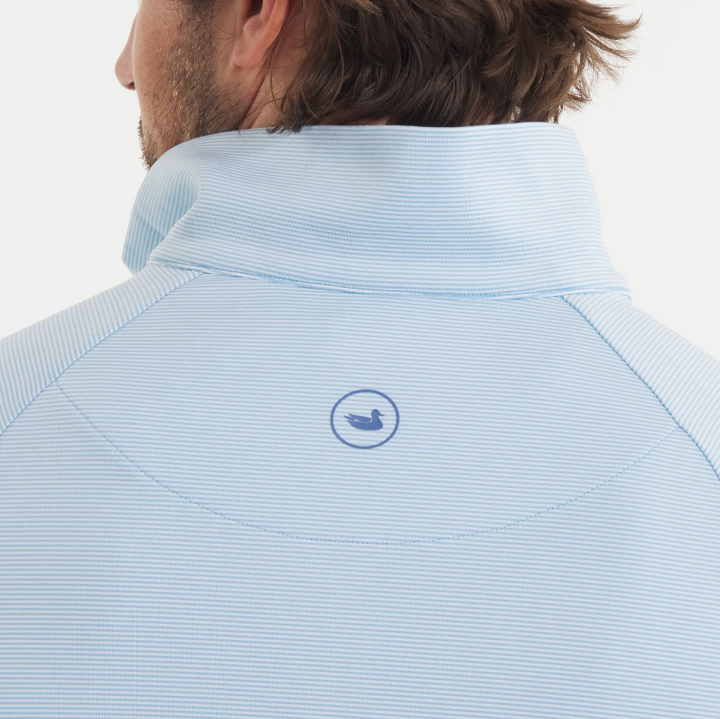 Southampton Performance Quarter Zip - Stripes - White & Light Blue