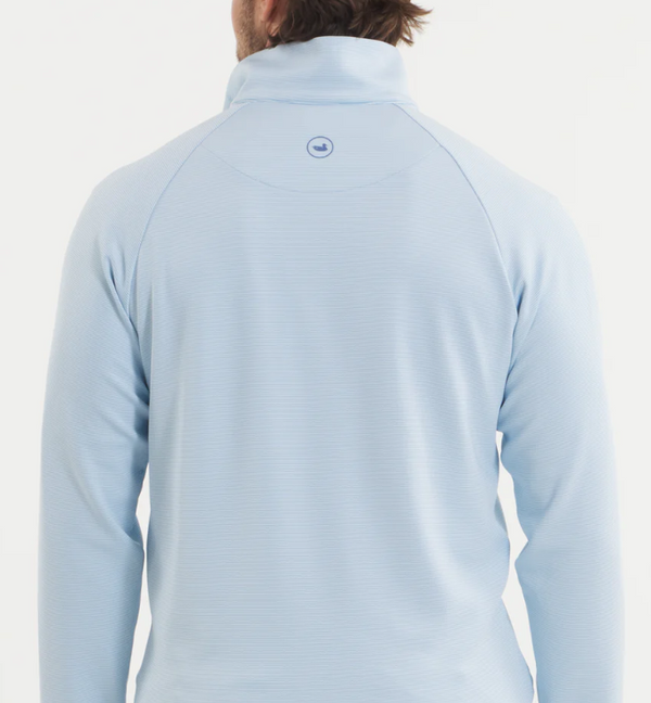 Southampton Performance Quarter Zip - Stripes - White & Light Blue
