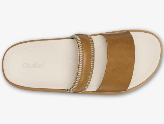 Pae Women’s Leather Slide Sandals - Tan/White Sand
