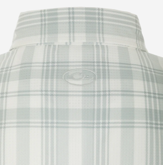 Frat Faded Plaid Button Down Short Sleeve Shirt - Baltic Sea