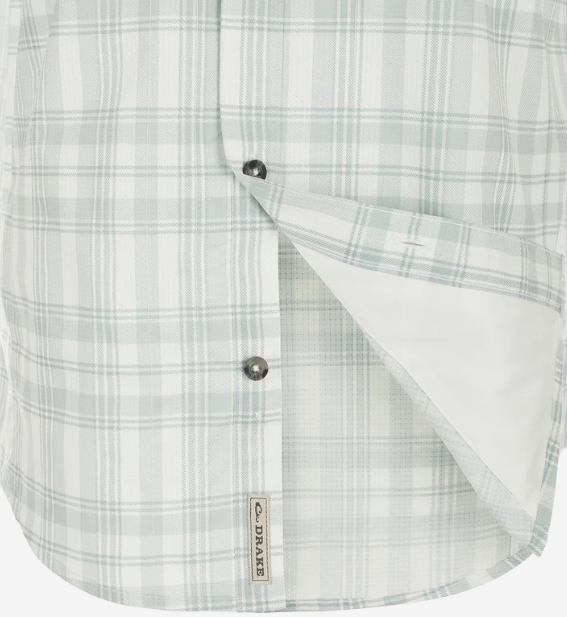 Frat Faded Plaid Button Down Short Sleeve Shirt - Baltic Sea