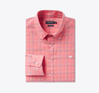 Chatham Lines Performance Dress Shirt - Coral & Slate