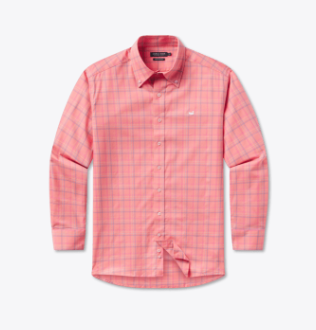 Chatham Lines Performance Dress Shirt - Coral & Slate
