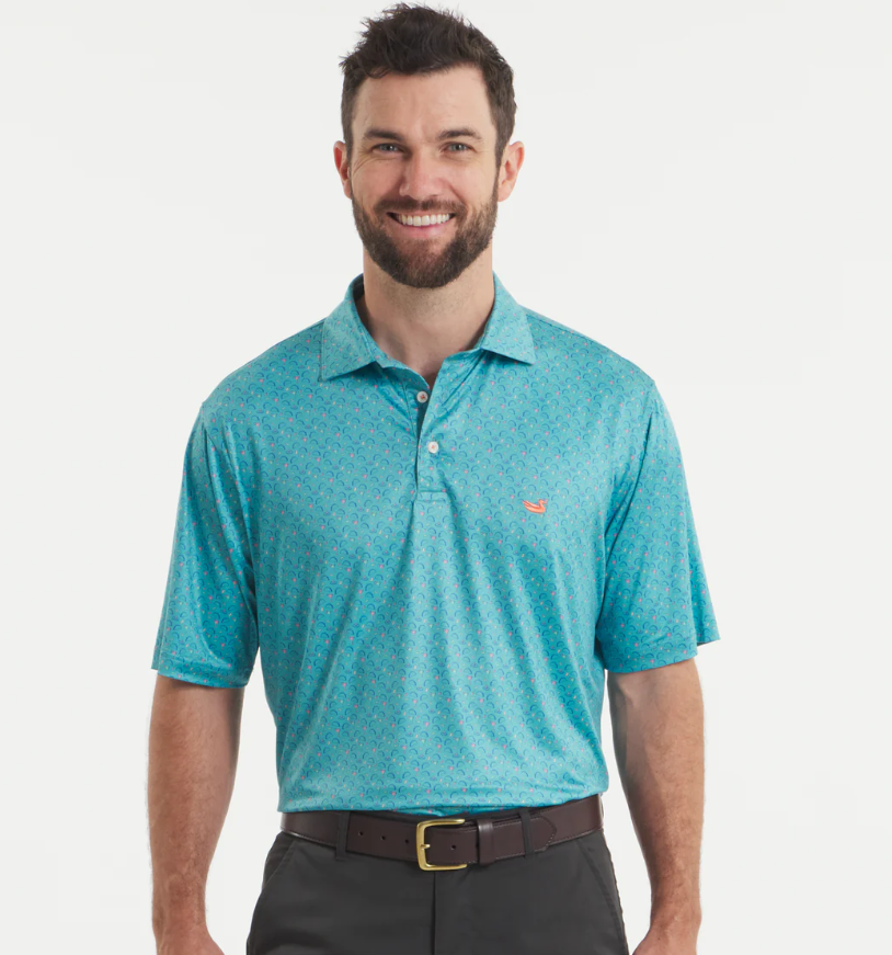 Flyline Performance Polo - Olé Tuesday - Teal & Navy