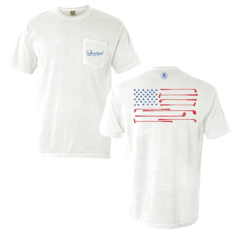 Barstool Golf Flag Pocket Tee White