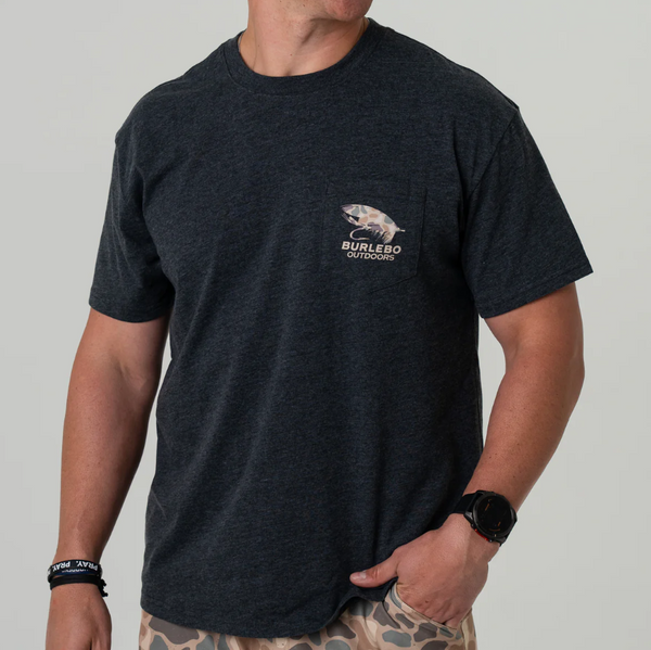 SS Tee- Camo Big Fly - Heather Black