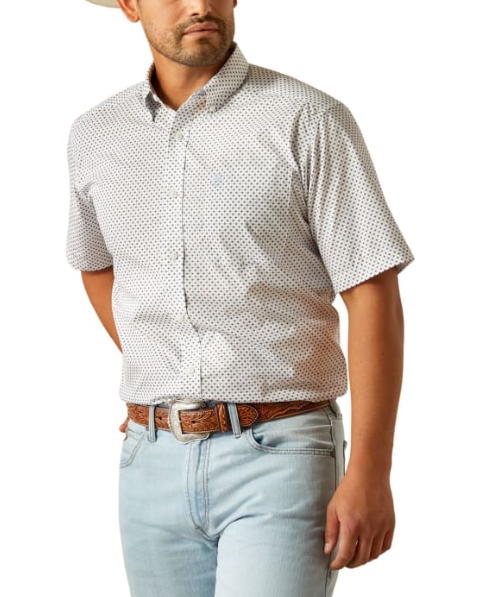 Damien White Geo Print Western Shirt - White