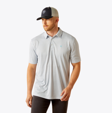 All Over Print Polo - White