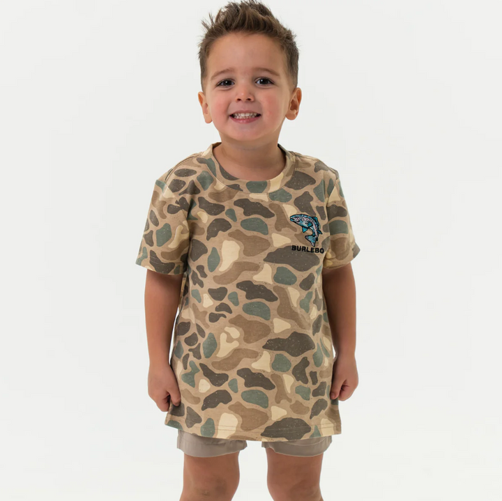 Youth Pintail Camo SS Tee - Jumping Trout