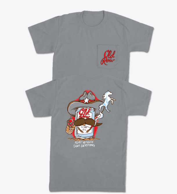 Smokin' Cowboy Pocket Tee - Granite