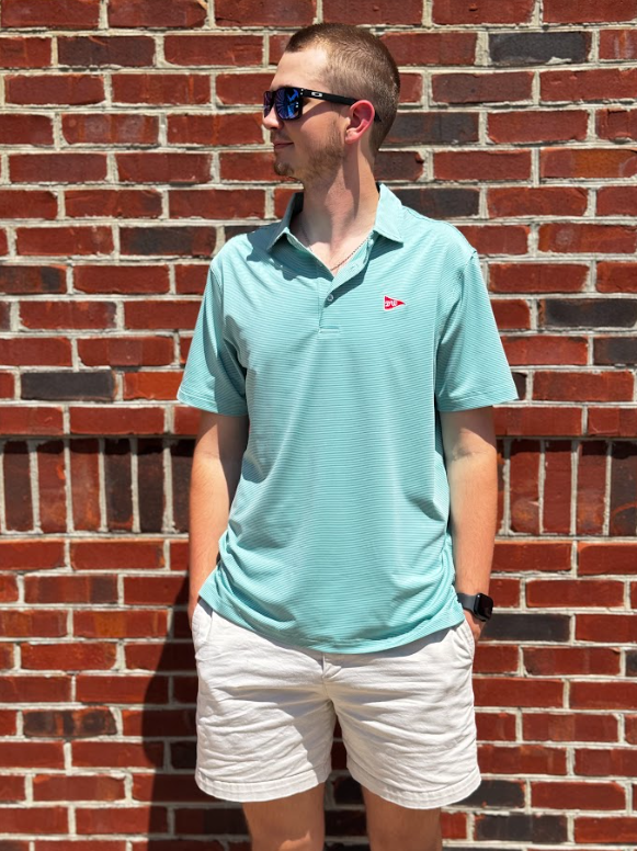 The Birdie Performance Polo - Lime & Sea Blue