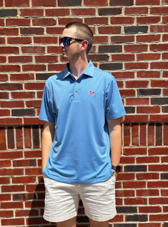 The Birdie Performance Polo - Sky Blue & Lime