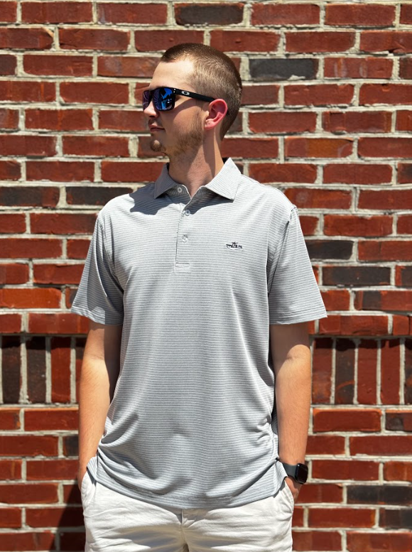 The Offshore Performance Polo - Melange Silver & Pink