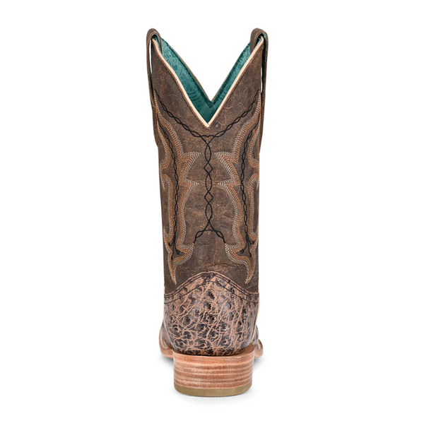 Corral Women's Capuchino Ostrich Embroidered Wide Square Toe