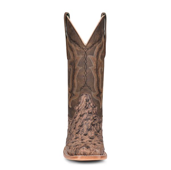 Corral Women's Capuchino Ostrich Embroidered Wide Square Toe