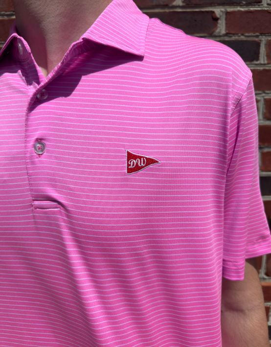 The Birdie Performance Polo - Ruby Pink & White